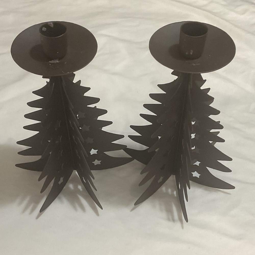 Eddie Bauer Brown Metal Tree Candle Holders